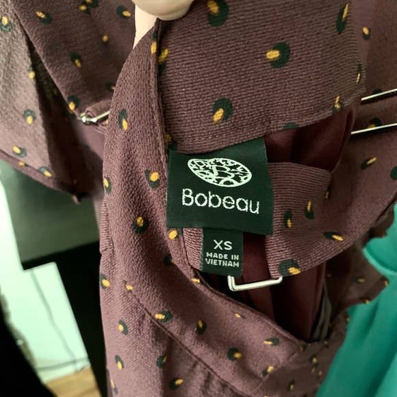 BOBEAU Bib Overalls burgundy pockets capri cropped - Picture 8 of 10